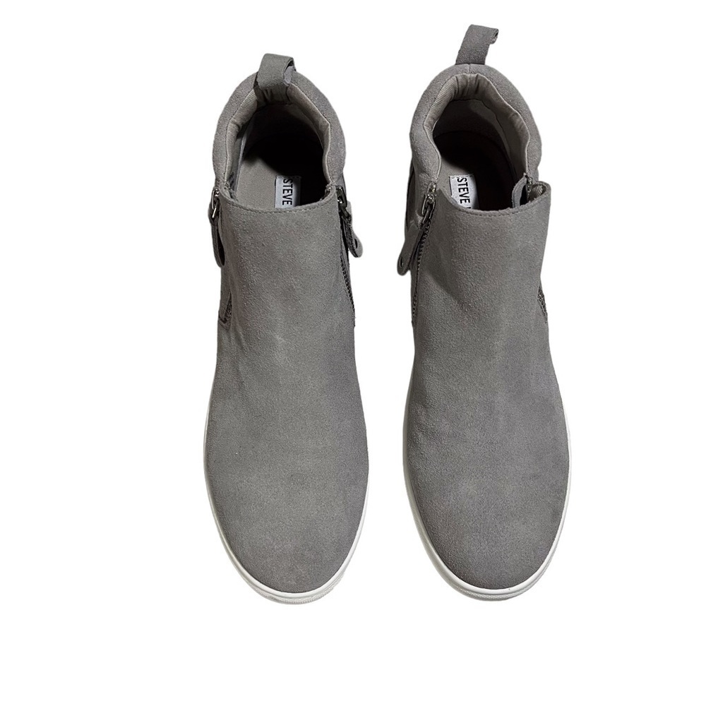 Steve Madden Silat High Top Wedge Sneaker Gray Size 11 Dual aside Zipper - Picture 3 of 12